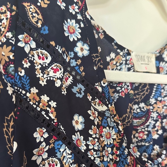 SIENNA SKY | Boho Multicolor Paisley Floral Women's Short Sleeve Blouse - Picture 8 of 14